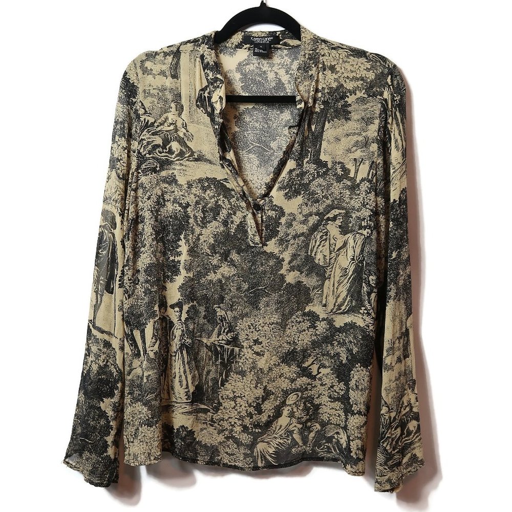 Karen Kane Lifestyle Blouse Size Large Victorian